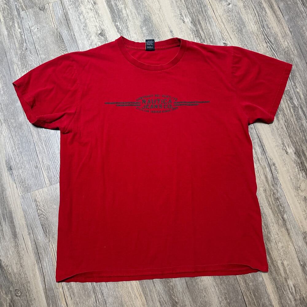 Vintage Nautica Jeans T-Shirt Red Mens XL 90s Y2K